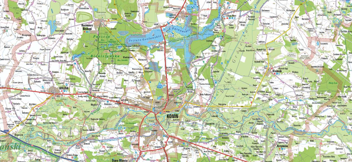 4.2. Koncepcja sieci dróg rowerowych w Koninie Na Rysunku 42 przedstawiono zakres poszczególnych map o wyższym poziomie szczegółowości zawierających informacje o planowanym przebiegu dróg rowerowych