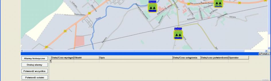 Główne okno synoptyczne wizualizujące monitorowane obiekty.