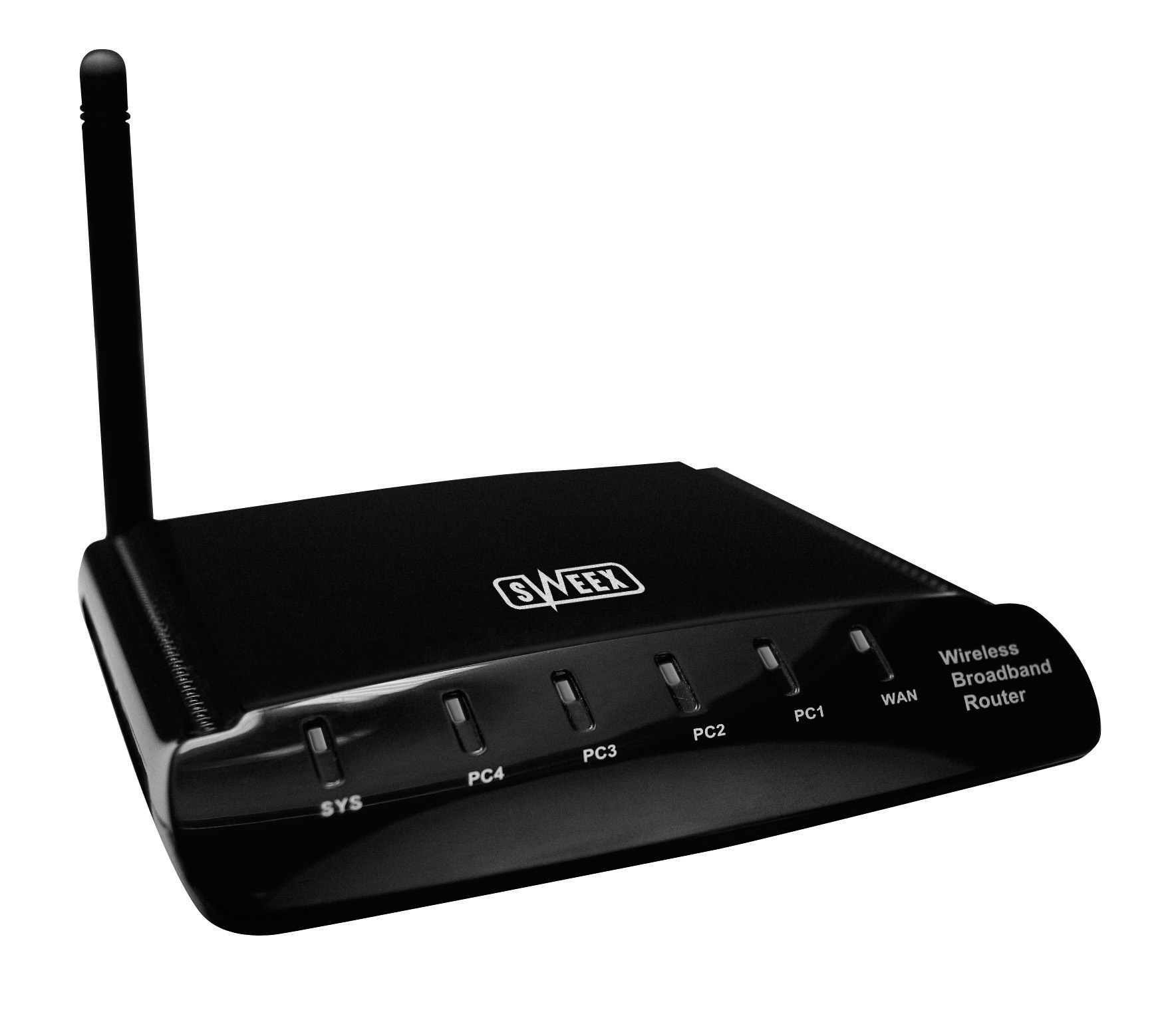 LW055 Sweex Wireless Broadband Router 54 Mbps Przód urządzenia Status Wył. Znaczenie Do tego portu nie jest podłączone urządzenie LAN1x t/m 4x Wł.