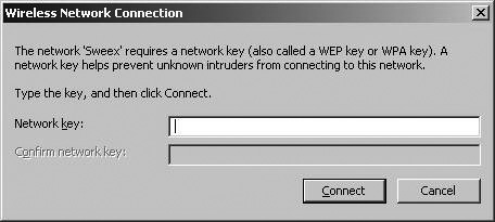 Na tym ekranie widać, jakie sieci bezprzewodowe wykrył komputer. W naszym przykładzie są to sieci RMA-test, Sweex i USBLASTER. W danej sytuacji wykryte sieci mogą się różnić od przedstawionych tutaj.