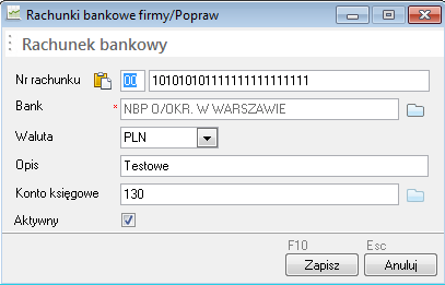 Zdefiniuj rachunek bankowy z numerem zgodnym z tym podanym w programie emszmal 3, a także przypisz mu odpowiednie konto księgowe (lub podaj je w konfiguracji pluginu).