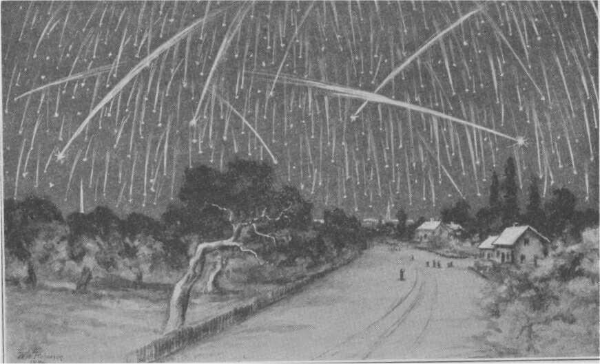 Deszcz meteorów -13 listopada 1833 r (rycina) Według relacji