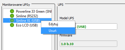 swojej decyzji o usunięciu zasilacza z PowerSoft. Sposób przejścia do edycji lub usunięcia zasilacza zaprezentowano na Rys. 6.