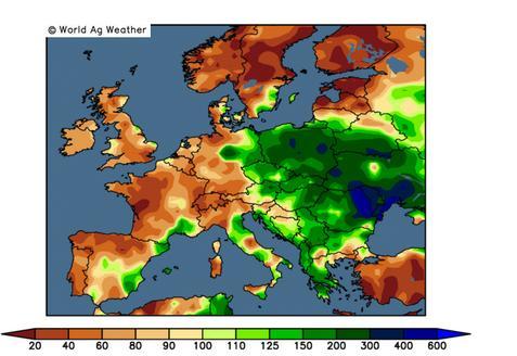 Strona 5 z 6 Odchylenie wielkości opadów atmosferycznych od normy w Polsce i krajach europejskich w okresie ostatnich 30 dni (do 22 października br.