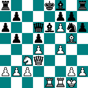 9.Hxg7 W pozycji na diagramie obiektywnie najsilniejszym wariantem dla obydwu stron jest 9.Ge3 0-0! 10.Gd3 Sxc3 11.bc3 Gd6! z niedużą przewagą czarnych. 9 Sxc3+ 10.Ge3 Sd5+ 11.c3 Wf8 12.cb4 Sxe3 13.