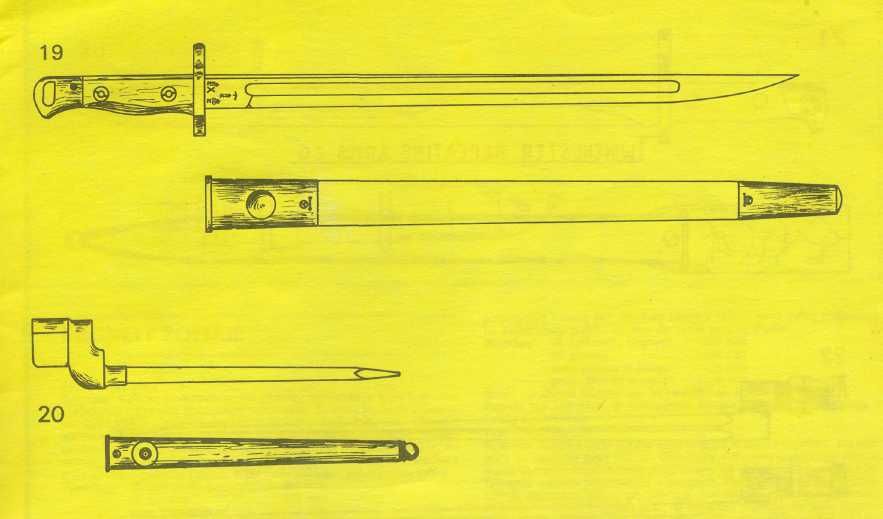 BAGNETY ROSYJSKIE I ZSRR Typ: wz. 15 (nr 21) Rękojeść stalowa oksydowana. Okładziny drewniane mocowane dwiema śrubami stalowymi.