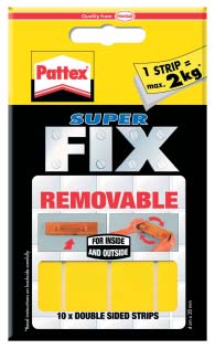 Super Fix Usuwalne paski montażowe dwustronne paski montażowe; usuwalne bez pozostawiania śladów 1 pasek utrzymuje do 2 kg do zastosowań wewnątrz i na zewnątrz; odporne na wilgoć wysoka wytrzymałość