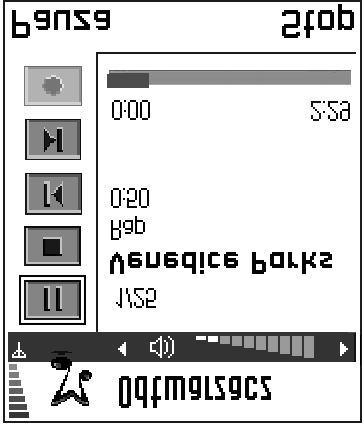 S³uchanie muzyki Opcje odtwarzaj/pauza /, stop, poprzedni utwór, nastêpny utwór i nagrywaj mo esz wybraæ przez naci niêcie lub, aby pod wietliæ przycisk kontrolny i dokonaæ wyboru, naciskaj±c.