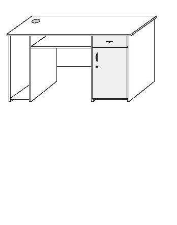 6. Biurko proste z szafką i szufladą 1 szt. WYMIARY: : 100 cm. głębokość: 50 cm. : 76 cm. KOLOR: orzech Płyta dwustronnie laminowana z obrzeżem ABS 2 mm. Blat i podstawa o grubości 2 mm.