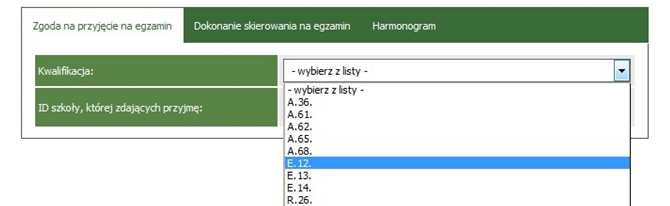 Elektroniczne przygotowanie harmonogramu wewnętrznego egzaminów (d, dk, w, wk,) w