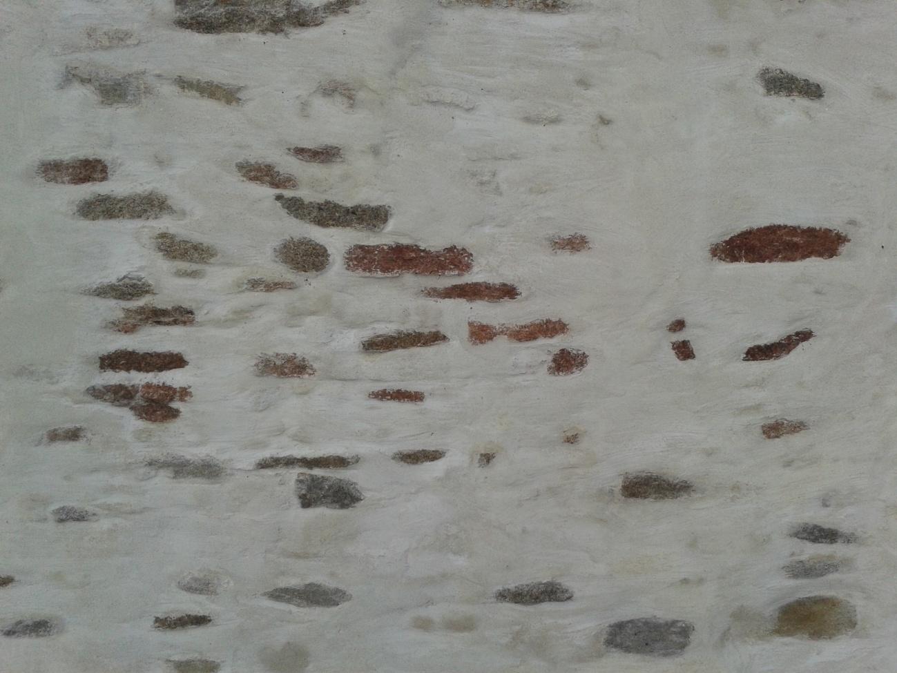 Rysunek 3. Narożnik ściany kościoła wykonany z ciosanego granitu. Rysunek.