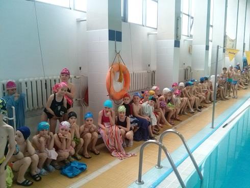 ZAWODY PŁYWACKIE KLAS I W dniu 2 czerwca 2014, roku uczniowie klas I b, I c oraz I d prezentowali swoje umiejętności, zdobyte w ciągu pierwszego roku nauki pływania, podczas zorganizowanych dla nich