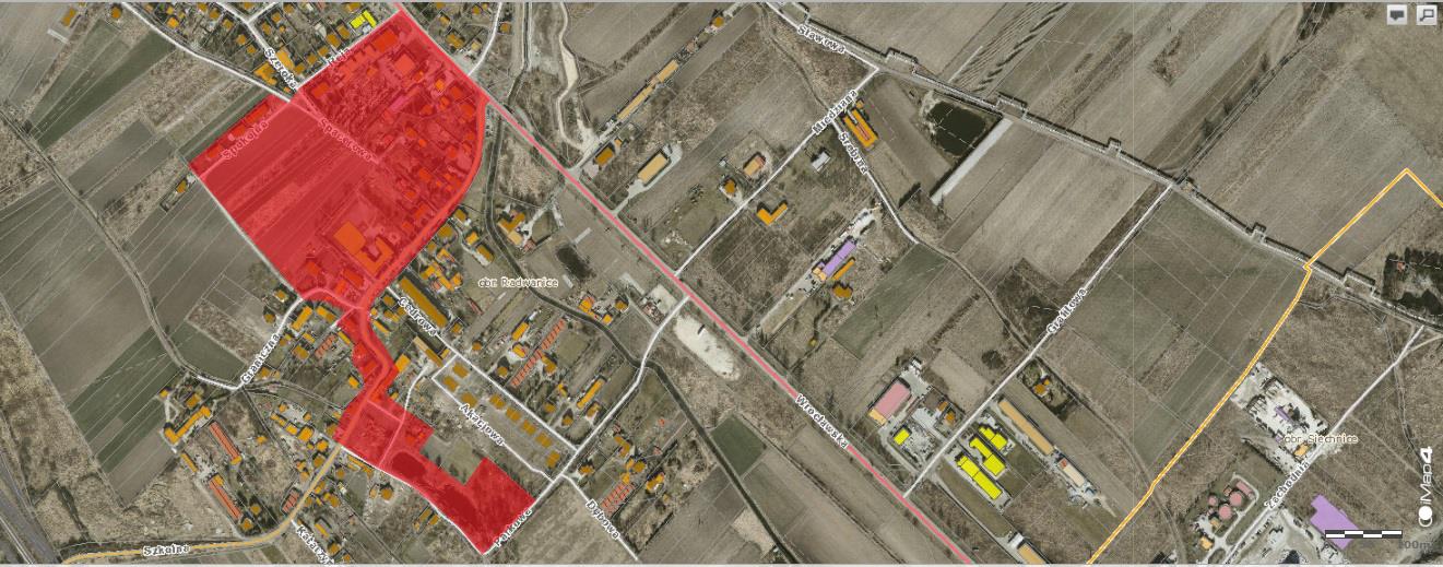 4. Podobszar rewitalizacji Radwanice ul. Reja, Spokojna, Szkolna, Wrocławska, o pow. 12,32 ha.