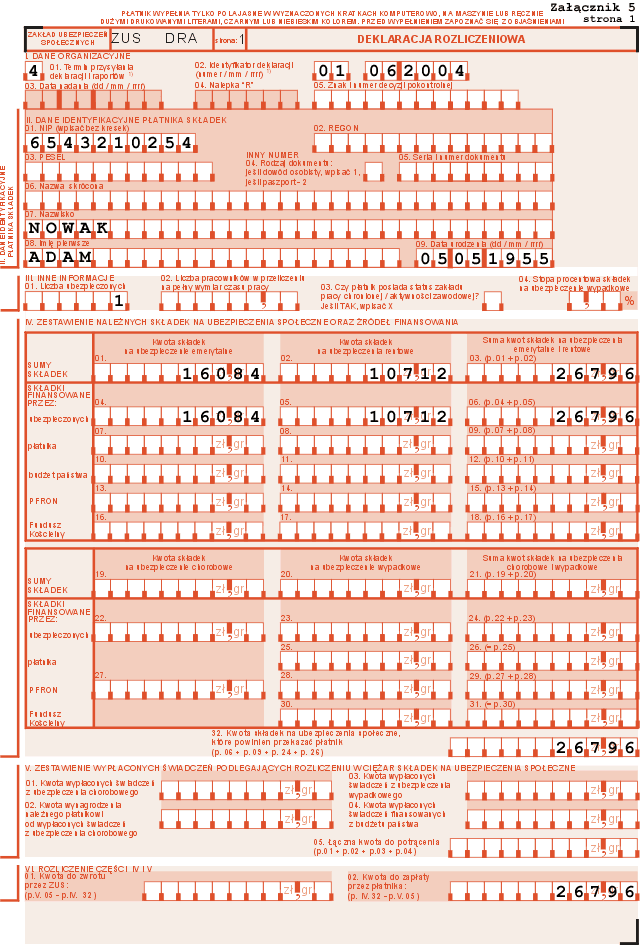 Załącznik 5 Strona 1 Zakład