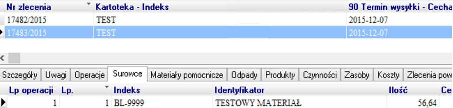 Sprawdźmy w systemie jaka ilość materiału jest wymagana na wykonanie tych zleceń: Rys.