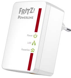 Produkty AVM związane z urządzeniem FRITZ!Box FRITZ!Powerline 500E LAN Powerline Za pomocą FRITZ!Powerline 500E można używać gniazdka elektrycznego jako bezpiecznego portu sieciowego.