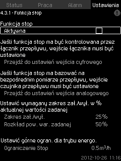 Polski (PL) 8.7.21 Kompensacja czasu uruchomienia pompy (4.2.10) 8.7.22 Funkcje pomocnicze (4.3) Rys. 62 Kompensacja czasu uruchomienia pompy Funkcja jest używana tylko w systemach MPC-F.