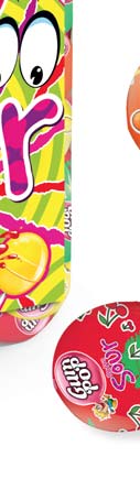 LIZAKI LOLLIPOPS GUM POP TROPICAL Lizaki kulki 18 g w 4 smakach: ananas, limonka, marakuja, banan, nadziewane gumą do żucia, pakowane w słój po 100 sztuk 18 g ball lollipops in 4 flavours: pineapple,