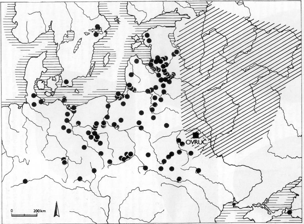 Europa: Rozmieszczenie przęślików z łupku