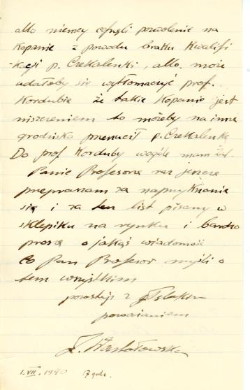 List Zofii Wartołowskiej do Włodzimierza