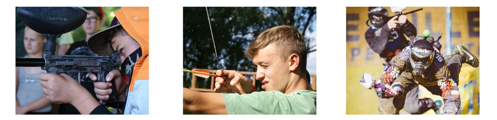 Dzień 3 Śniadanie Zajęcia alpinistyczne - "Skrzynki - układanie wieży" zajęcia alpinistyczne w pełnej asekuracji oraz strzelanie z wiatrówki obiad Bitwa o flagę- program oparty na grach terenowych