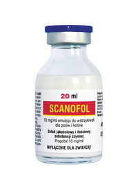 Scanofol 10 mg/ml, emulsja do wstrzykiwań dla psów i kotów NAZWA PRODUKTU LECZNICZEGO WETERYNARYJNEGO Scanofol 10 mg/ml emulsja do wstrzykiwań dla psów i kotów SKŁAD JAKOŚCIOWY I ILOŚCIOWY SUBSTANCJI