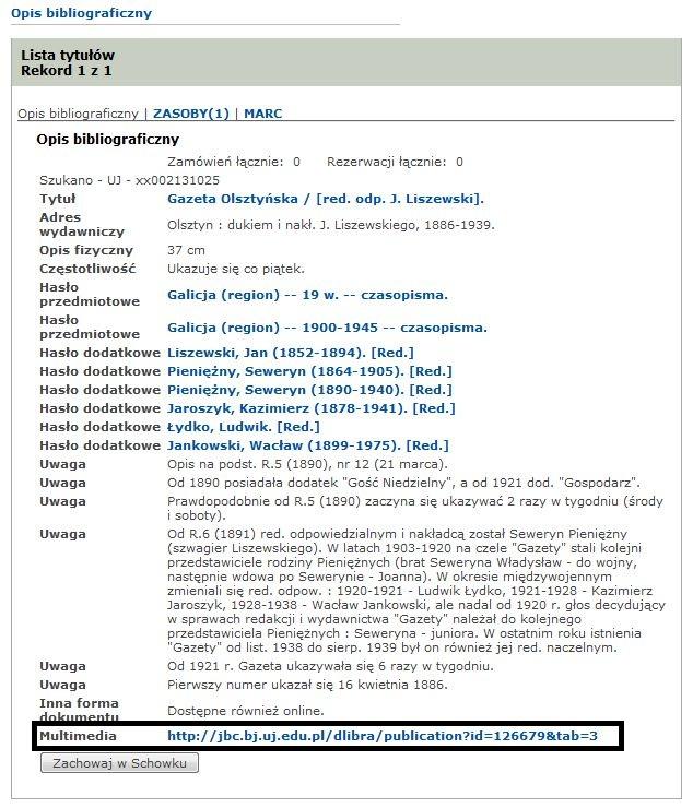 Opis pojedynczej publikacji Powiązania: Katalog komputerowy Powiązania z katalogiem