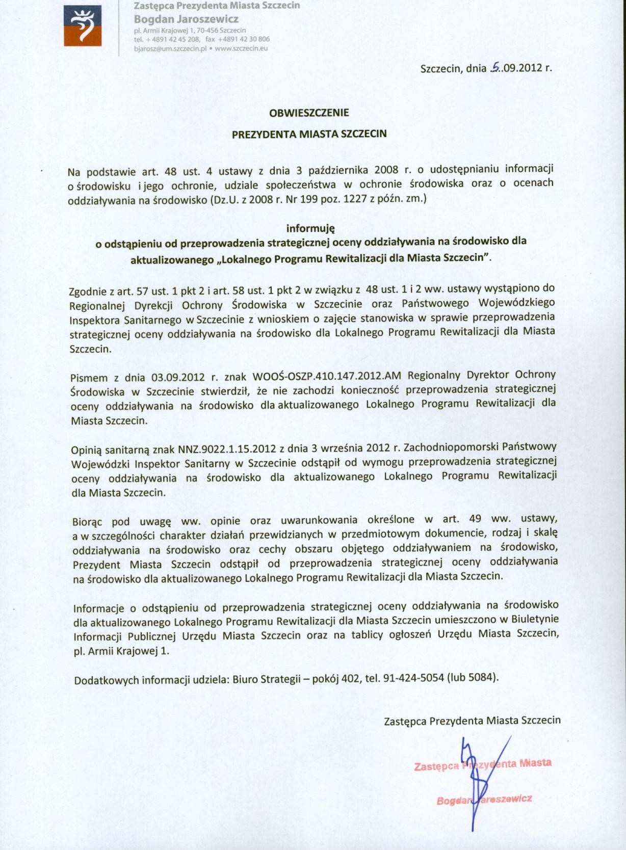 Załącznik nr 11 do Uchwały Nr XXII/642/12 Rady Miasta Szczecin z dnia 17 września