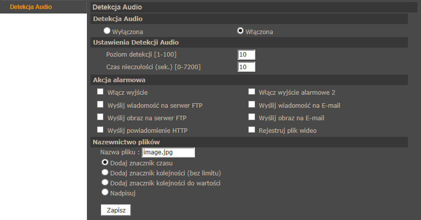 Szybkoobrotowe kamery IP serii NVIP-7000 Instrukcja obsługi wer.1.2. MENU KONFIGURACJI KAMERY 4.1.13.