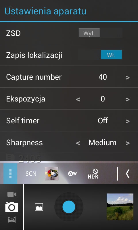Tryb wideo również jest bogaty w rozmaite funkcje.