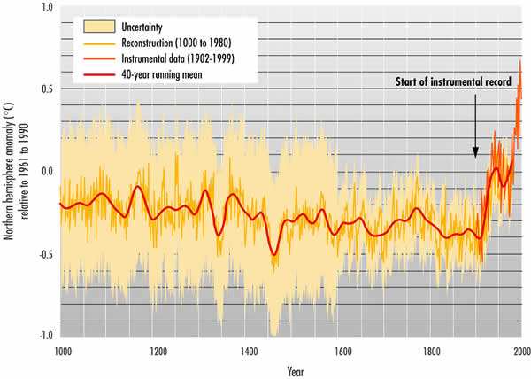 7.07. Globalne zmiany temperatury przy powierzchni Ziemi Zmiany globalnej temperatury od 1900 do 2004 roku (czarna linia -średnia