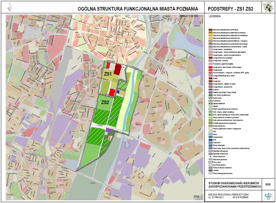 FRASTRUKTURY ZGODNIE Z ZAPISAMI W CZĘŚCI OGÓLNEJ STREFA ZS Płudniwy klin zieleni twartej ZS1 Rejn Stadinu Warty Teren graniczny ulicami Królwej Jadwigi, Piastwską, Bielniki, Drgą Dębińską, Św.