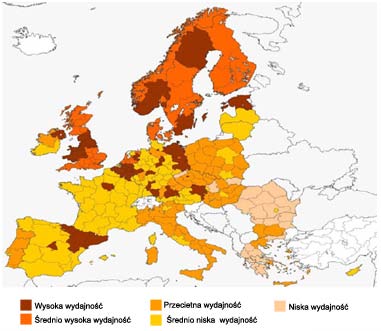 województwo pomorskie, jako jedyne w Polsce przypisano do grupy średniej wśród regionów wysoko innowacyjnych. Rycina 5.