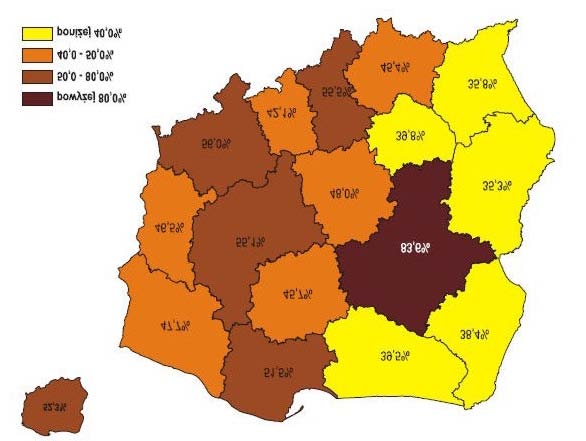 Rycina 21. Produkt Krajowy Brutto na 1 mieszkańca według - relacja do średniej UE 27 w 2006 r.