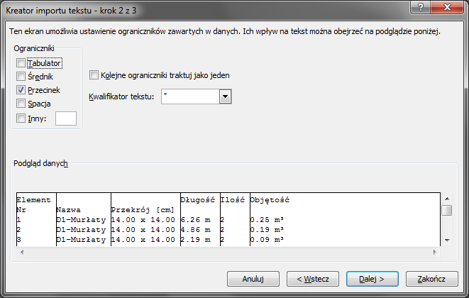 Współpraca z innymi programami Rys. 166 Domyślnie otworzone zestawienie w programie Microsoft Excel W powyższym przypadku należy zamknąć otworzony plik (nie program) i wybrać z menu Plik Otwórz.