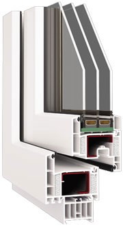 7. Stolarka okienna okna PCV ENCORE wkład 3 szybowy, kolor wybran z palety producenta, bez szprosów, profil gr.