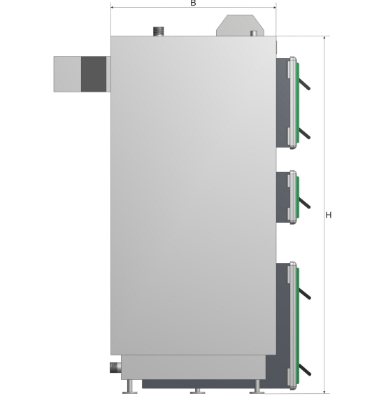 4. Dane techniczne Znamionowa moc cieplna kw 15 25 38 50 75 100 150 200 250 Powierzchnia grzewcza kotła m2 2 2,8 4,1 4,8 7,5 10,5 14,5 17 25,8 Wielkość pow.