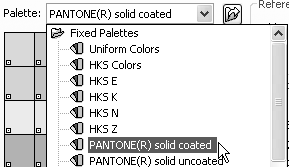 102 CorelDRAW X3 Ćwiczenia praktyczne Rysunek 5.9. Wybór palety kolorów 3. Przy użyciu suwaka widniejącego z prawej strony wybierz odpowiedni kolor. 4.