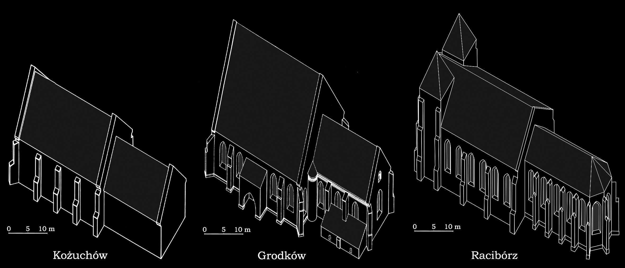 30. Ko cio y halowe z XIII w., bry y 30. Hall churches from the 13 th c., bodies cy tylko w Rudach wyst puj ki jarzmowe.