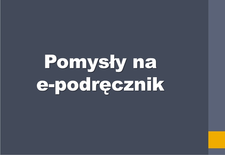 pienia pani Aliny Dyrek to prezentacja e- podr?czników dla ró?nych poziomów edukacyjnych. Sporo uwagi po?wi?ci?a e- podr?cznikowi dla edukacji wczesnoszkolnej. Zapozna?