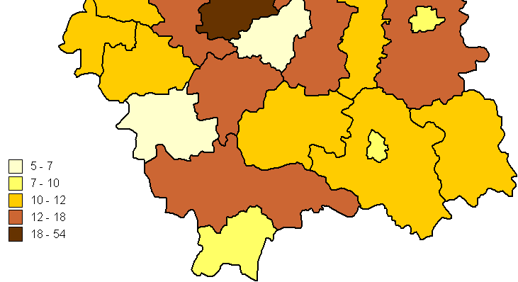Liczba projektów wybranych do dofinansowania w MRPO (MLN PLN) według lokalizacji w powiatach stan na 13.01.2010 r.