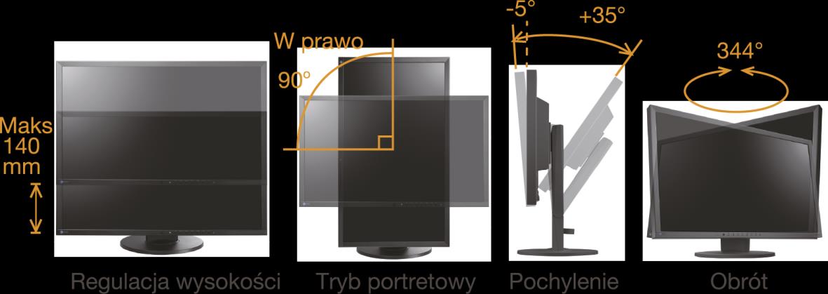 Komfortowe warunki pracy, dzięki ergonomicznej konstrukcji Pozycja odciążająca kręgosłup dzięki szerokim możliwościom regulacji położenia monitora Poprawna pozycja wpływa nie tylko na zdrowie