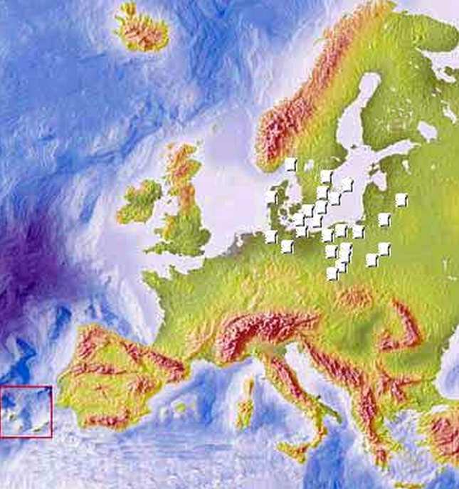 1) Sjaelland DK 2) Akershus/Østfold N 3) ÖstergötlandS 4) Gotland S 5) Öland S 6) Småland S 7) Blekinge S 8) Skåne S 9)