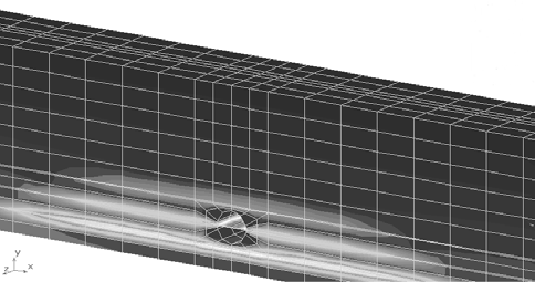 Rys. 12. Mapa naprężeń normalnych σ x w belce C, F=30 kn Rys. 13. Ugięcie belki C, F=30 kn Rys. 14.