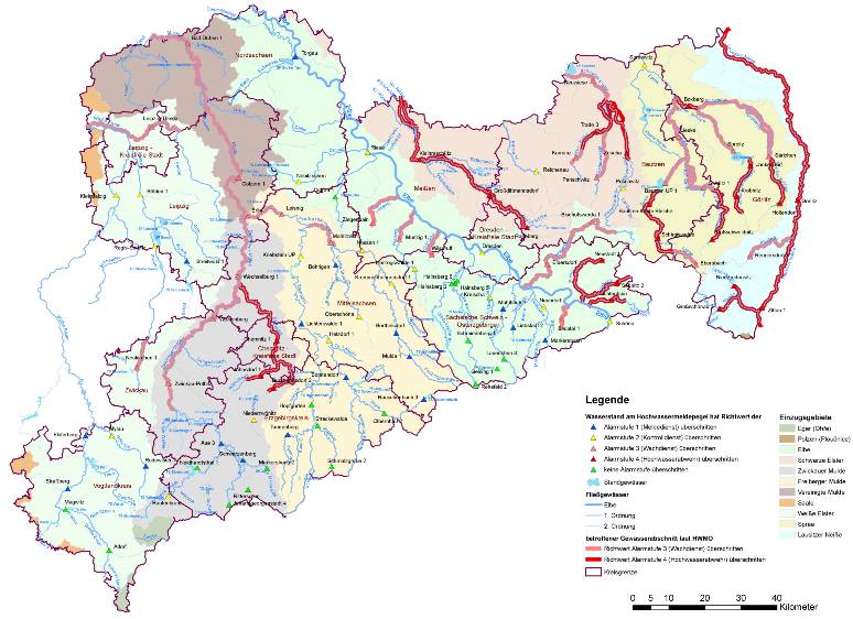 Powódź 2010 Dorzecze / region dotknięty powodzią Dotknięte zostały 4 powiaty oraz aglomeracja Chemnitz.