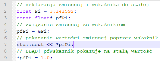 Rodzaje wskaźników Typ wskaźnikowy Nazwa Dostęp do pamięci Zmiana adresu 1 typ* zwykły wskaźnik odczyt i zapis TAK 2 const typ*