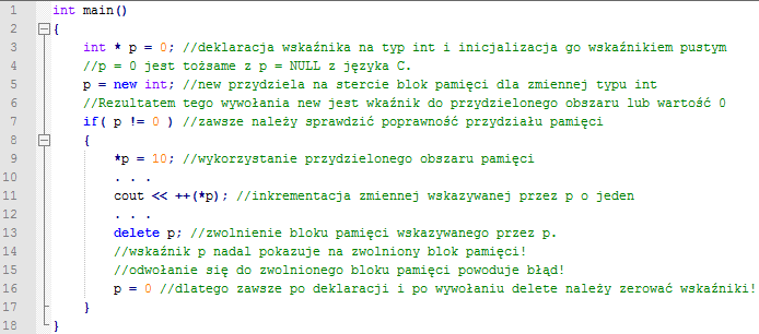 Dynamiczny przydział pamięci Sterta wydzielony obszar wolnej pamięci