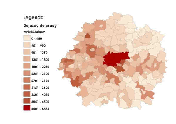 Analiza trendów dojazdy do pracy wyjeŝdŝający przyjeŝdŝający saldo migracji Gminy o