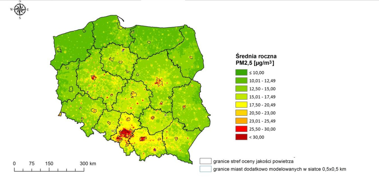 Mapa zanieczyszczeń PM2.