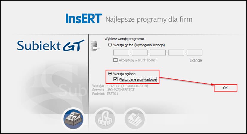 2.1 Tworzenie nowego podmiotu testowego W oknie wyboru podmiotu należy wybrać opcję Nowy, wpisać wybraną nazwę dla podmiotu i nacisnąć przycisk OK, tak jak na rysunku 2.